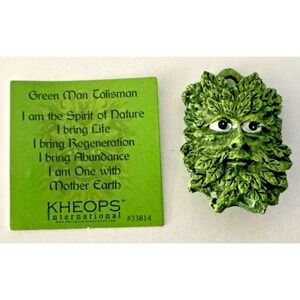 3-D Double Sided Green Man Talisman Necklace Pendant or Pocket Figurine